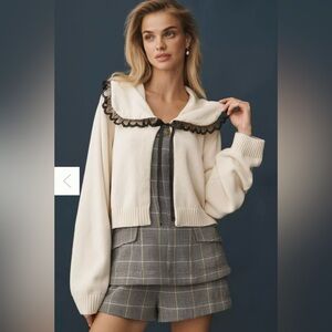 Maeve Lace Collar Cardigan Sweater